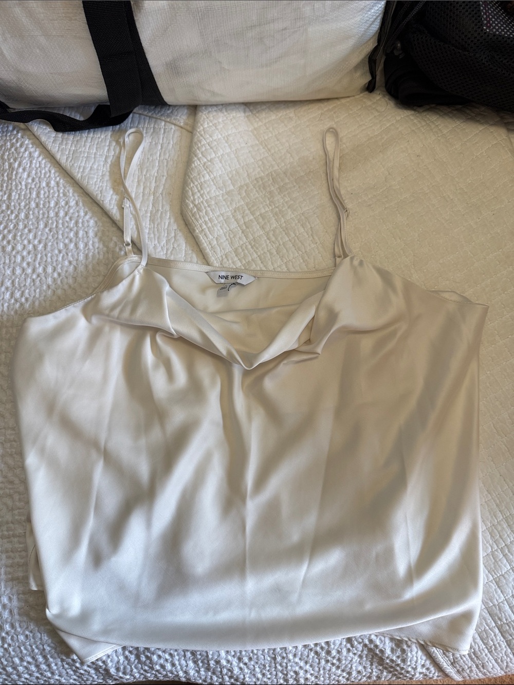 Nine West Ivory Satin Cowl Neck Camisole
